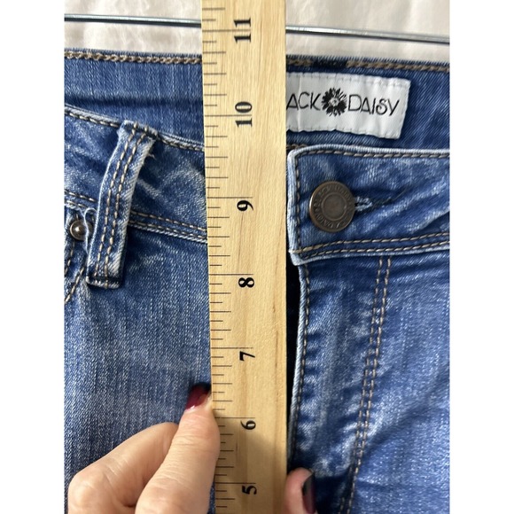 Black Daisy Kate Straight Leg Womens Size 7/28 Jeans Bright Indigo‎ Wash Raw Hem - Picture 6 of 11